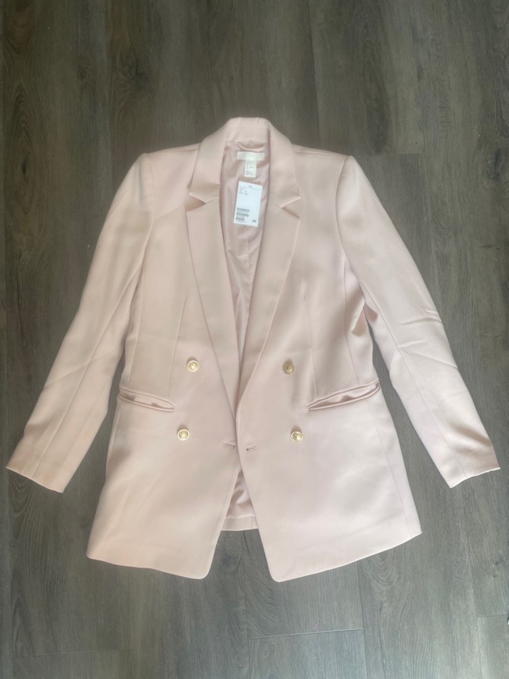 H&M Pale Pink Double-Breasted Blazer with Gold Buttons
